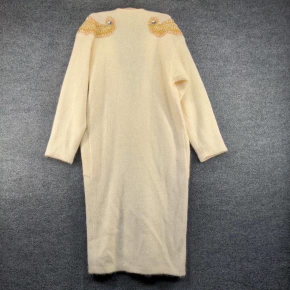 IB Diffusion Women's Sweater Dress Cardigan Cream Medium Rhinestone Gold Button - Picture 6 of 12